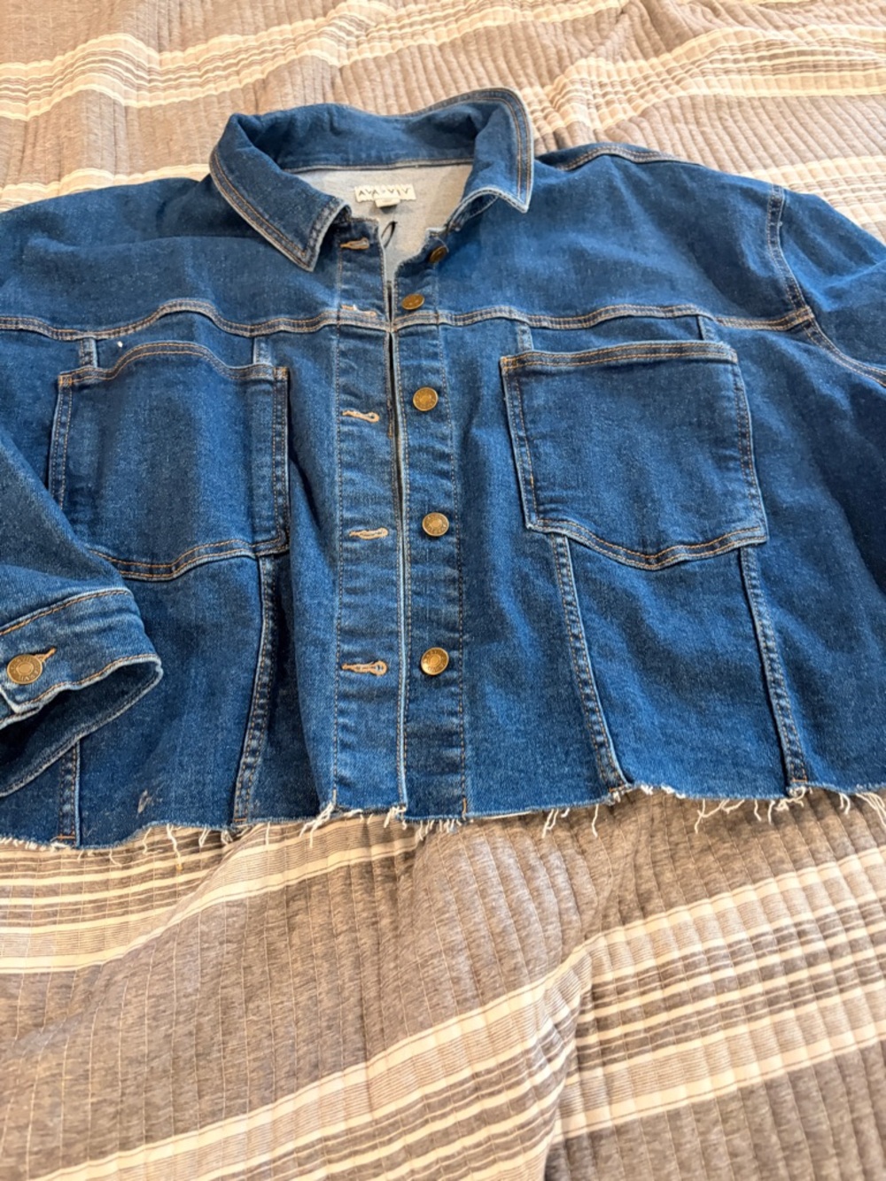 NWT Ava & Viv Women’s Plus size 4X Cropped Jacket in Dark Blue - Picture 2 of 5
